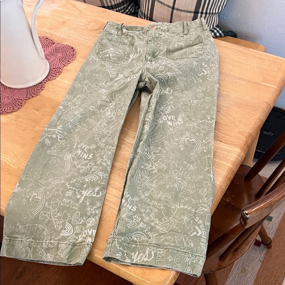 Pilcro Green Wide Leg Pants